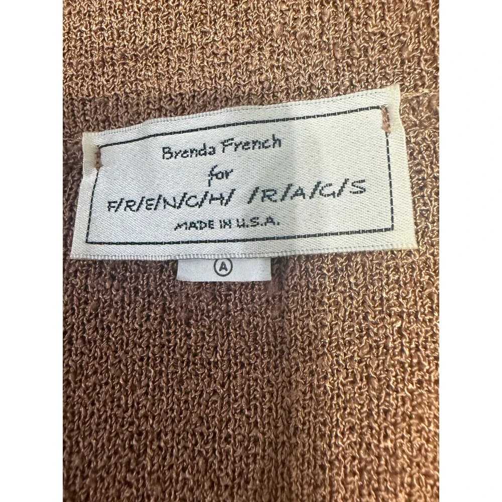 Vintage Brenda‎ French French Rags Knit 2 Piece Set Cardigan Pants Bronze XL USA